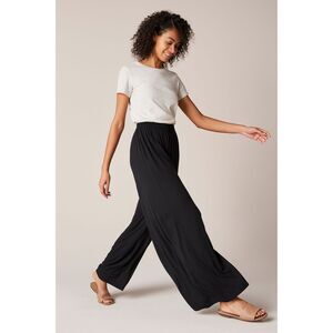 Wide Legged Draped Swishy Black Elastic Waist Drawstring Pants Size L